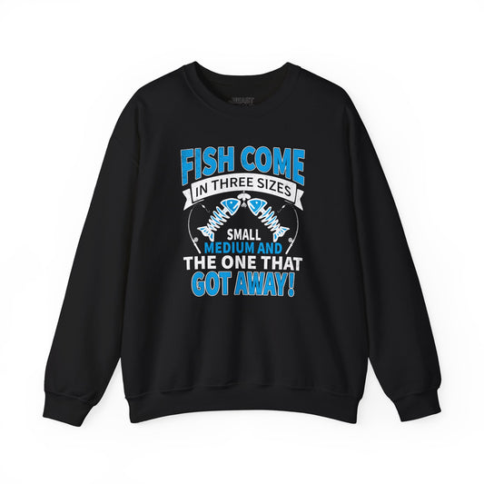 navy sweatshirt with fish come in three sizes funny angler slogan print