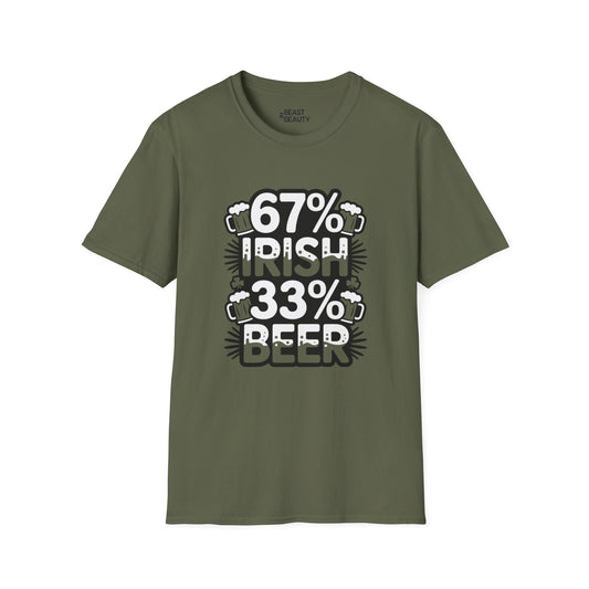 67% Irish 33% Beer Dad T-Shirt Printify