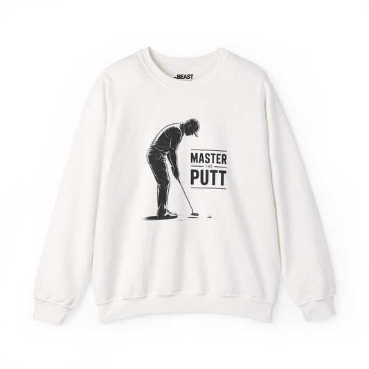 sand sweatshirt with master the putt golf slogan print