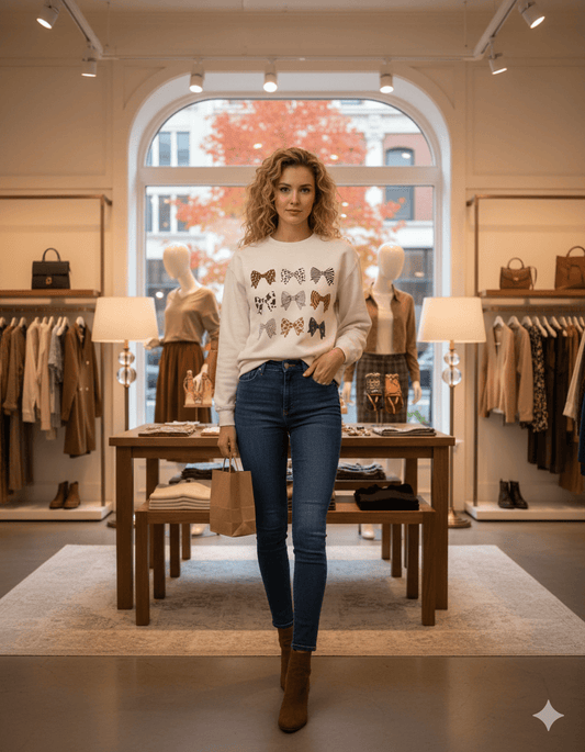 Animal Print Bows Sweatshirt | Coquette Aesthetic Jumper gift_idea unique_gift personalised_gift