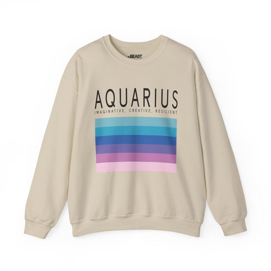 Aquarius Zodiac Sign Adult Sweatshirt Sand / S gift_idea unique_gift personalised_gift
