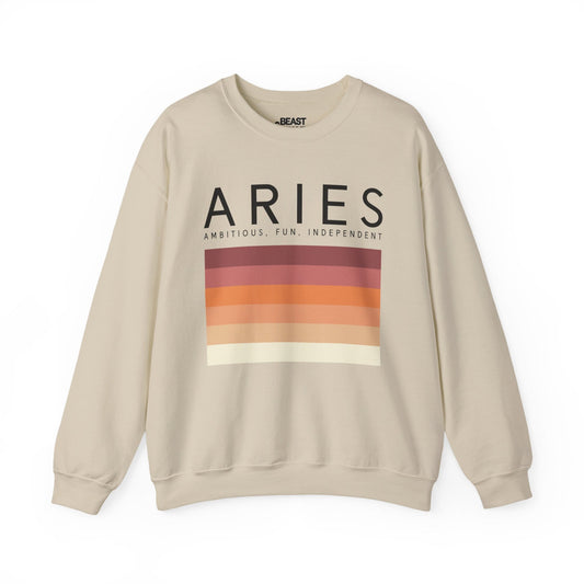 Aries Zodiac Sign Adult Sweatshirt Sand / S gift_idea unique_gift personalised_gift
