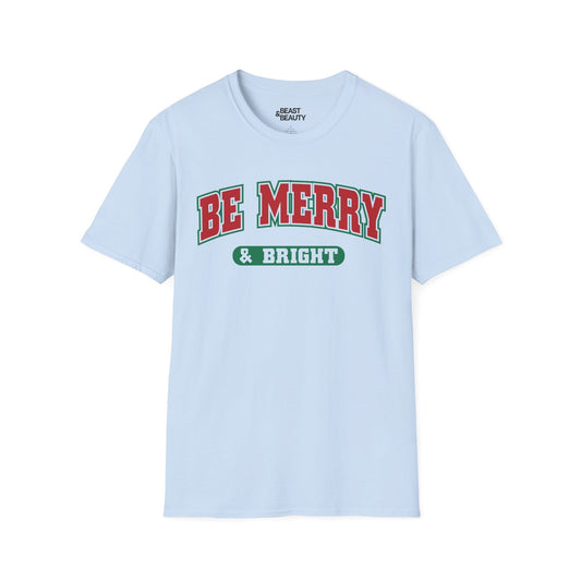 be merry & bright christmas t-shirt light blue t-shirt uk Christmas gift idea