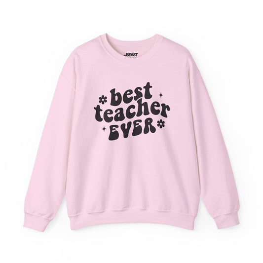 Best Teacher Ever Sweatshirt – Retro Teacher Crewneck Light Pink / S gift_idea unique_gift personalised_gift
