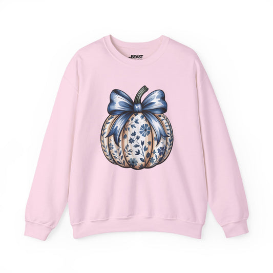 blue bow pumpkin sweatshirt light pink sweatshirt uk coquette gift idea