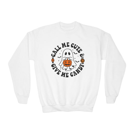Call Me Cute & Give Me Candy Kids Halloween Sweatshirt White / XS gift_idea unique_gift personalised_gift