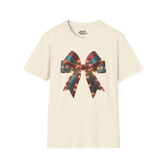christmas bow t-shirt natural t-shirt uk Christmas gift idea