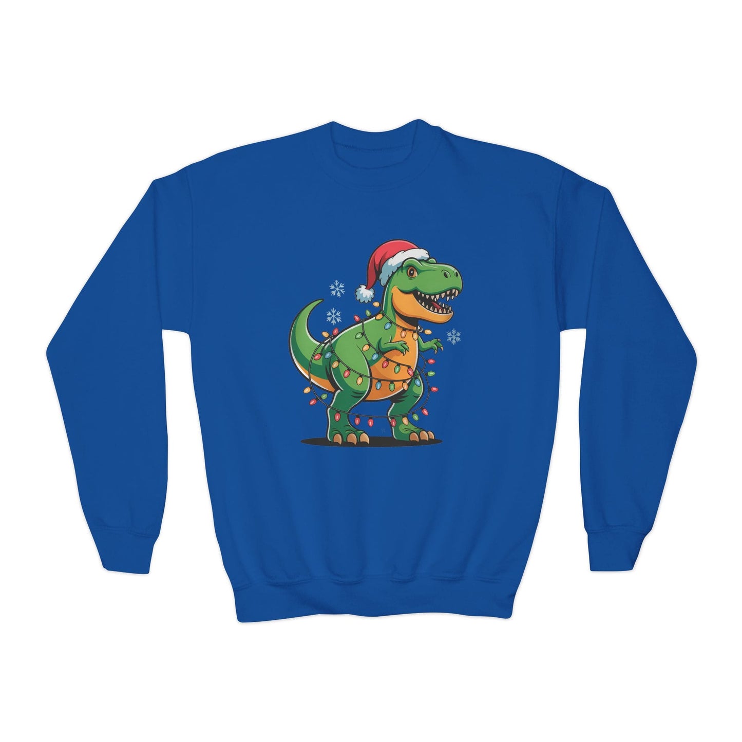 christmas dino lights youth sweatshirt royal sweatshirt uk Christmas gift idea