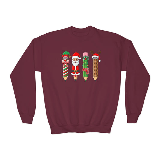 christmas pencil crew youth sweatshirt maroon sweatshirt uk Christmas gift idea