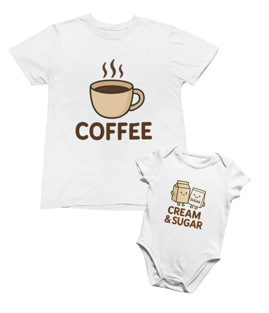 Coffee & Cream and Sugar Matching T-Shirt Gift Set Small / 0-3 months gift_idea unique_gift personalised_gift