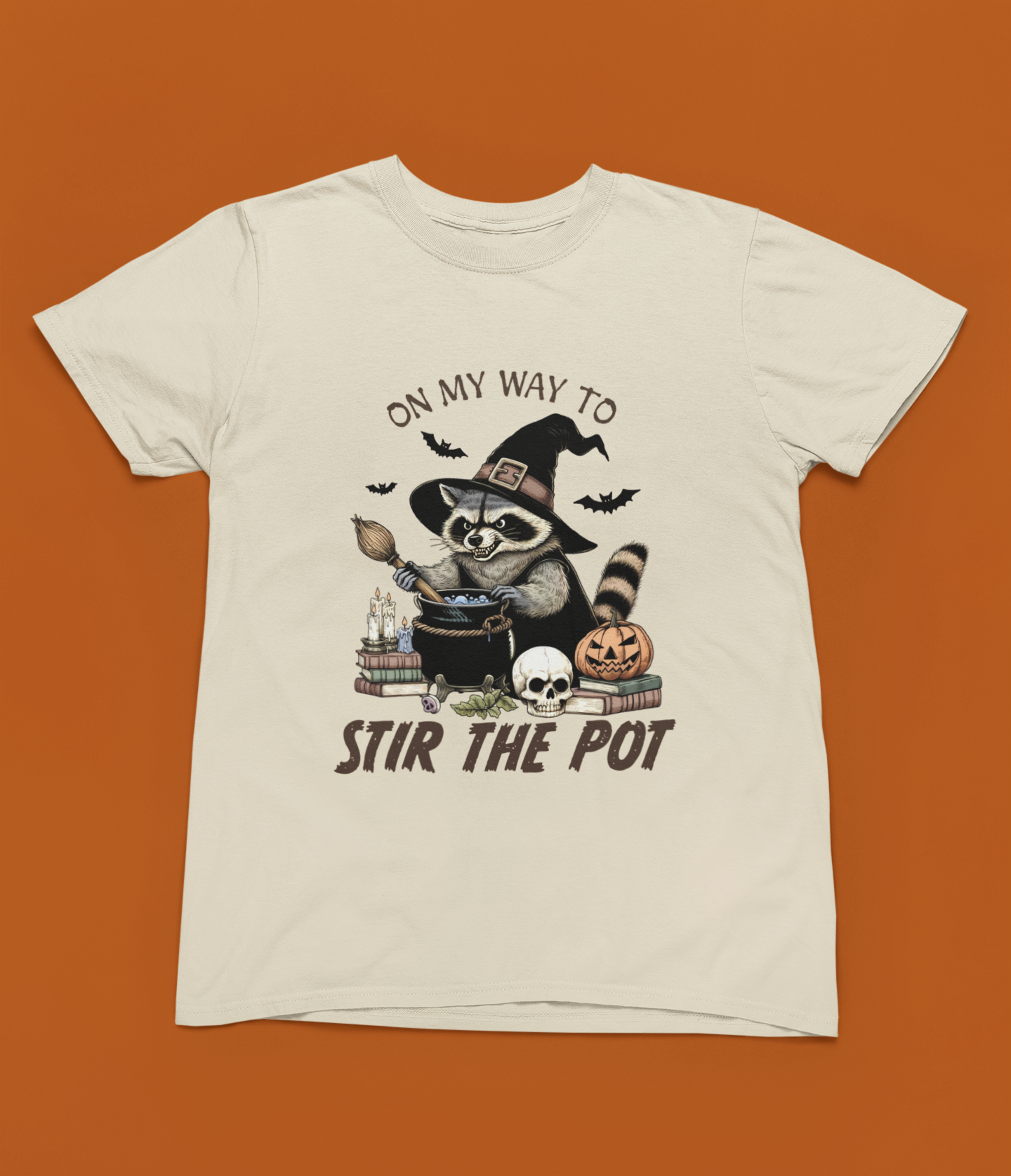 Racoon Stir The Pot Halloween Funny T-Shirt/Sweatshirt Unisex