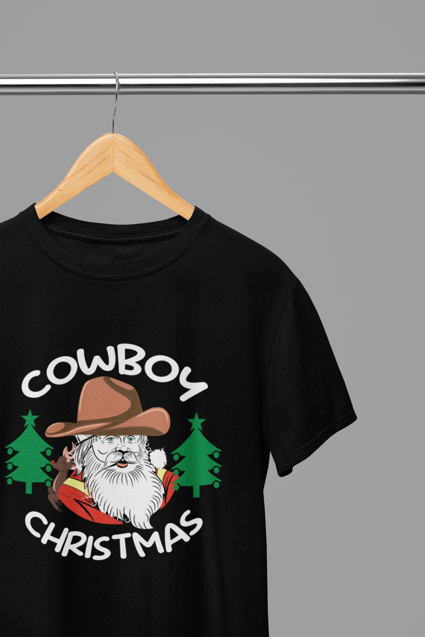 Cowboy Santa T-Shirt/Sweatshirt Unisex - Fun Western Christmas Shirt - Beast & Beauty Clothing LTD - Xmas Clothing - T-Shirt - small - Black