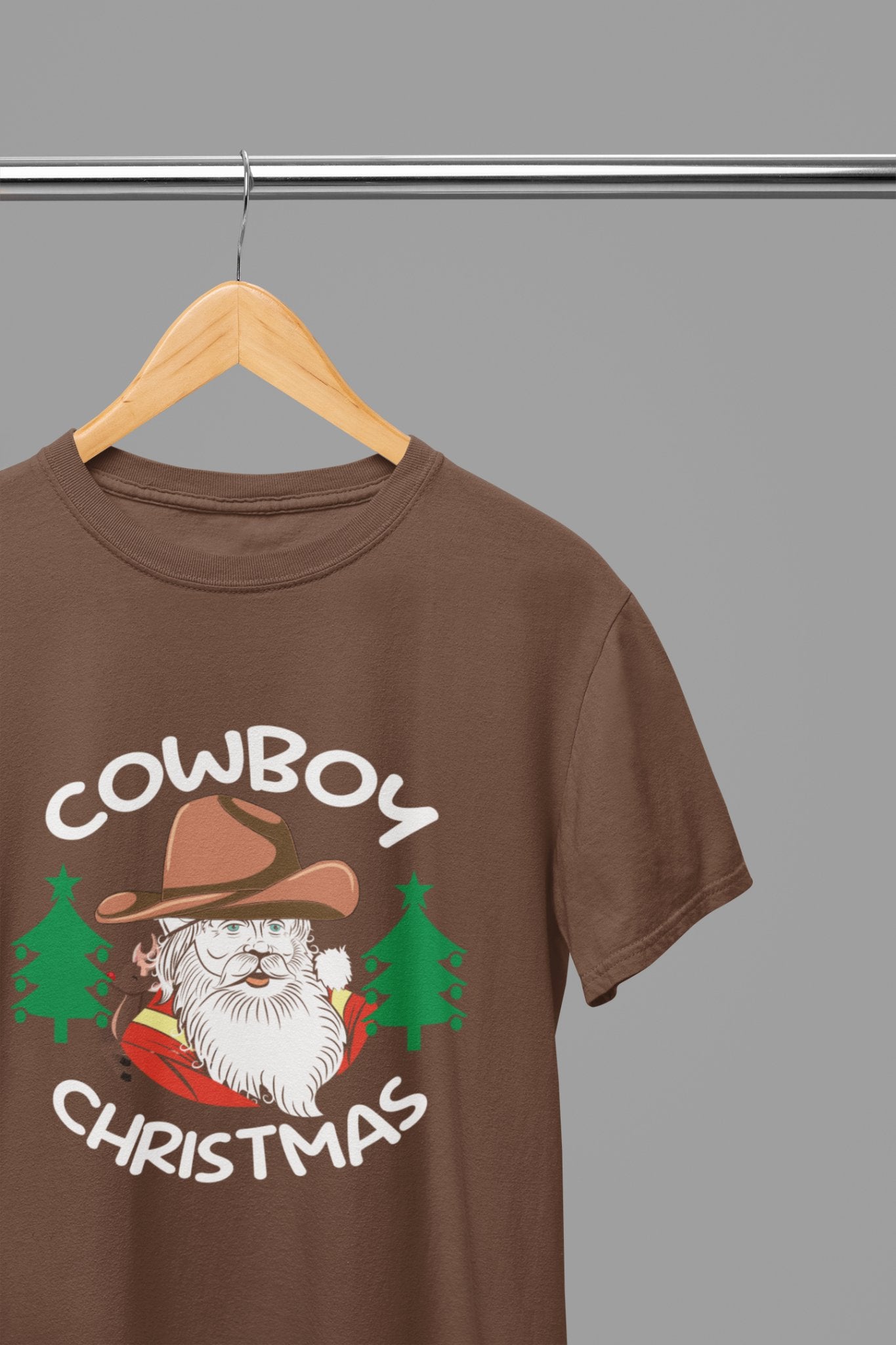 Cowboy Santa T-Shirt/Sweatshirt Unisex - Fun Western Christmas Shirt - Beast & Beauty Clothing LTD - Xmas Clothing - T-Shirt - small - Brown