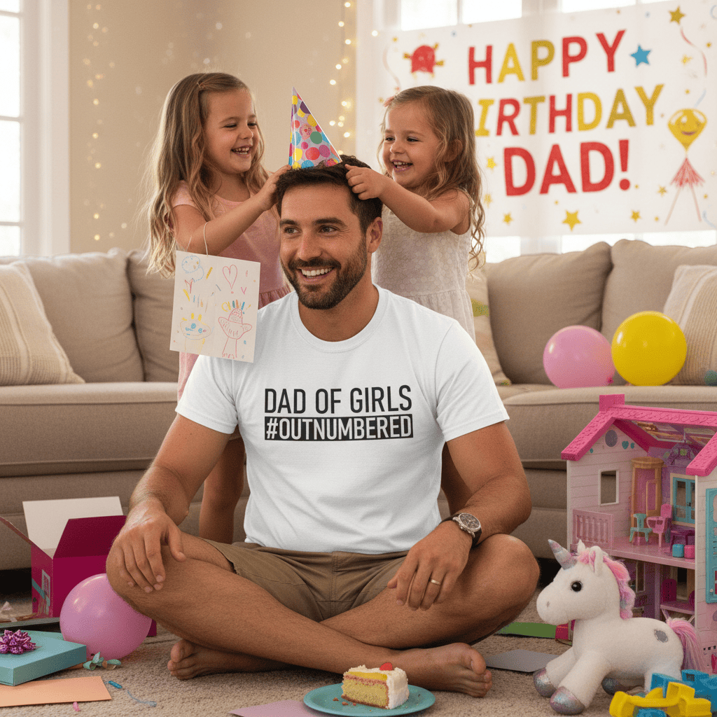 Dad Of Girls #Outnumbered T-Shirt gift_idea unique_gift personalised_gift