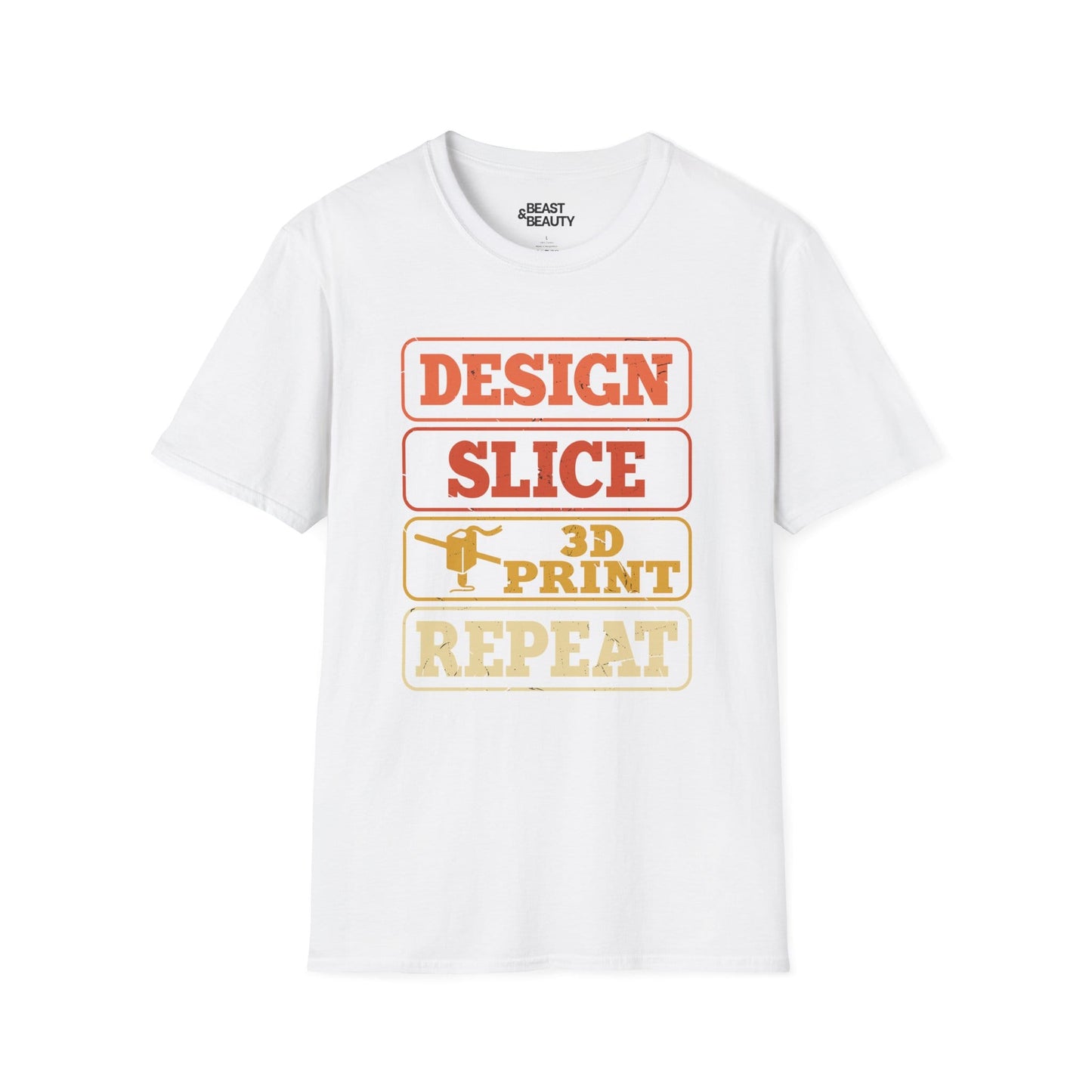 Design Slice 3D Print Repeat Stacked - 3D Printing T-Shirt White / L gift_idea unique_gift personalised_gift