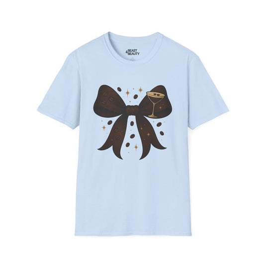espresso martini bow t-shirt light blue t-shirt uk coquette gift idea