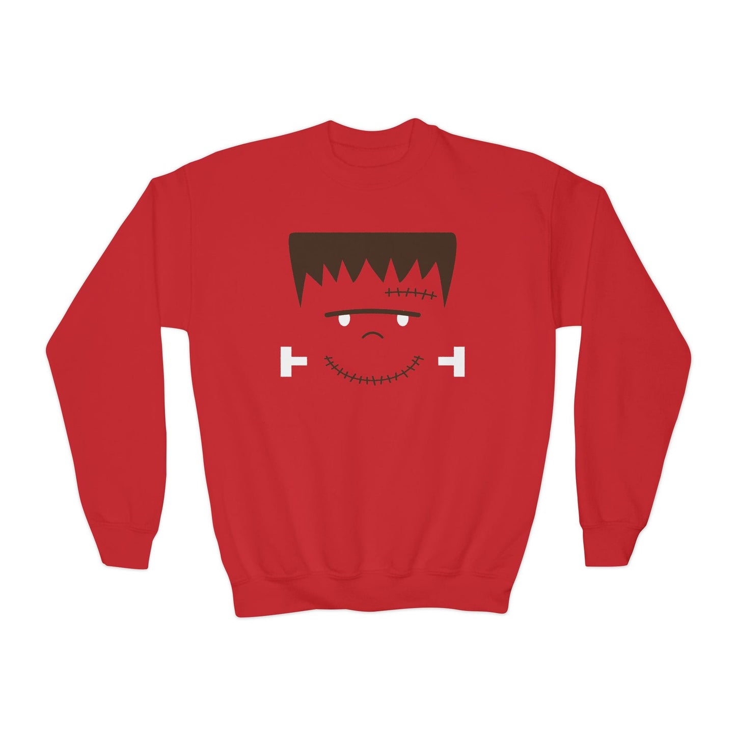 Frankenstein Face Kids Halloween Sweatshirt Red / XS gift_idea unique_gift personalised_gift