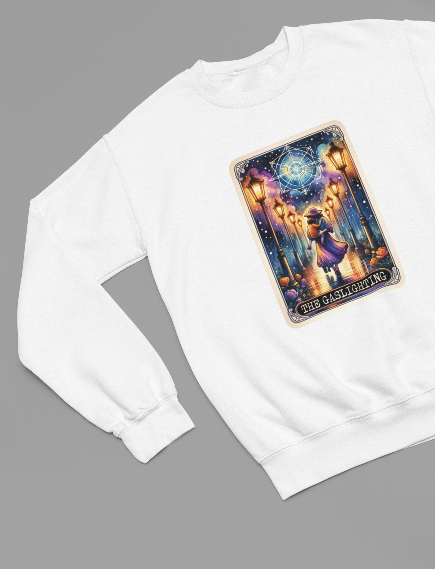 Gaslighting Funny Tarot Sweatshirt - Beast & Beauty Clothing LTD - Tarot Sweatshirt - small - White -
