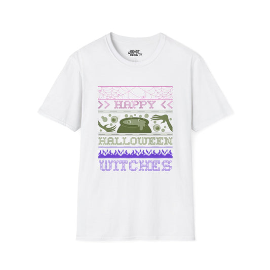 Happy Halloween Witches Retro Graphic T-Shirt White / S gift_idea unique_gift personalised_gift