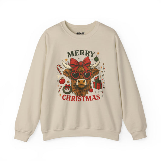 highland cow merry christmas sweatshirt sand sweatshirt uk Christmas gift idea