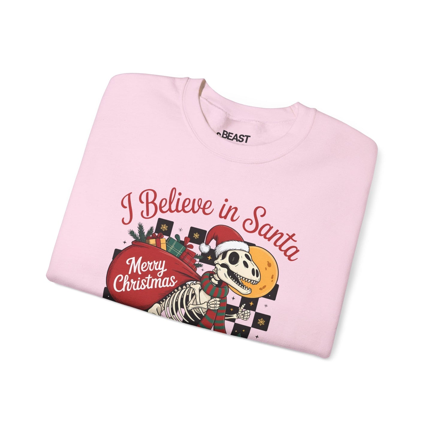 i believe in santa and dinosaurs christmas sweatshirt sweatshirt uk Christmas gift idea image 4