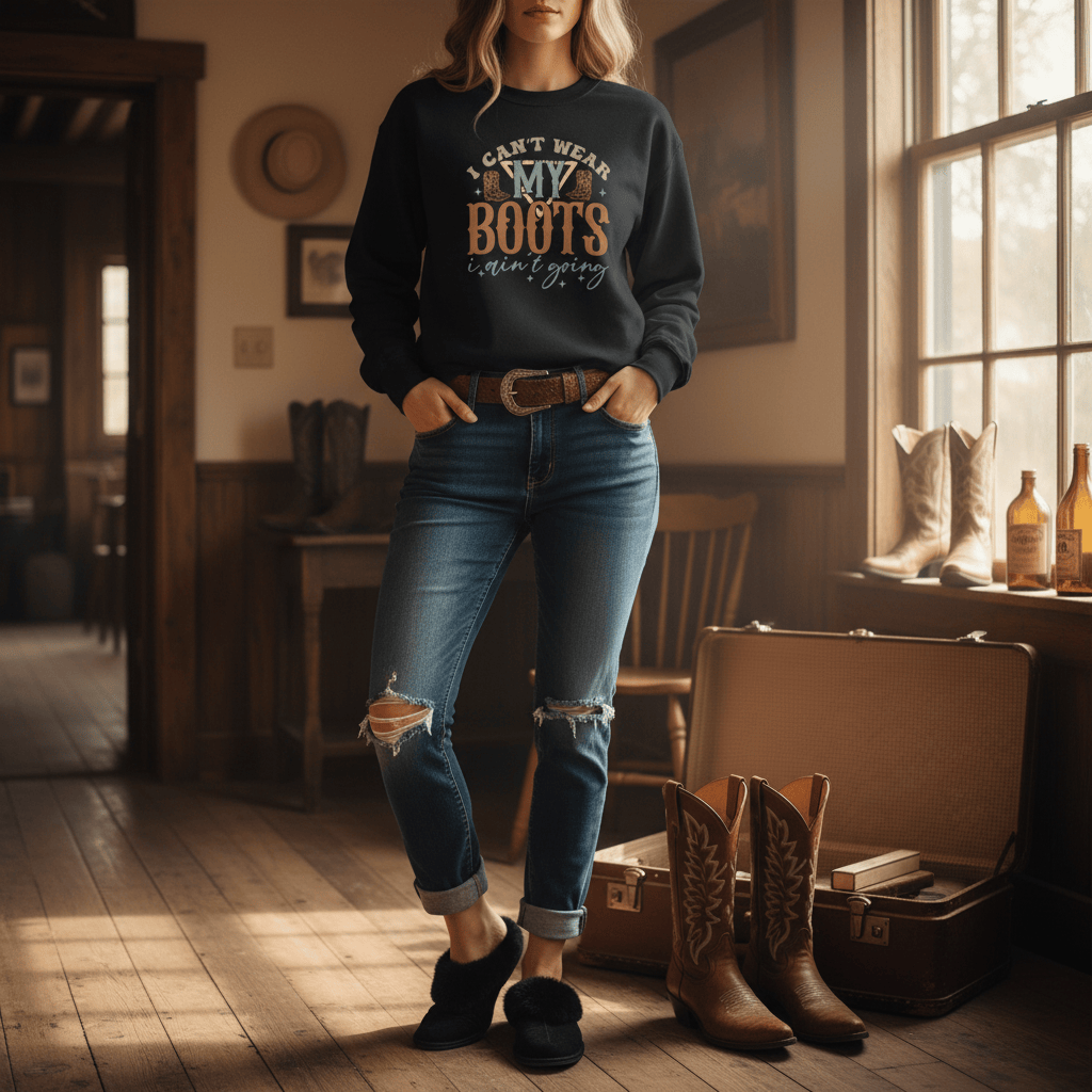 I Can’t Wear My Boots I Ain’t Going Sweatshirt gift_idea unique_gift personalised_gift