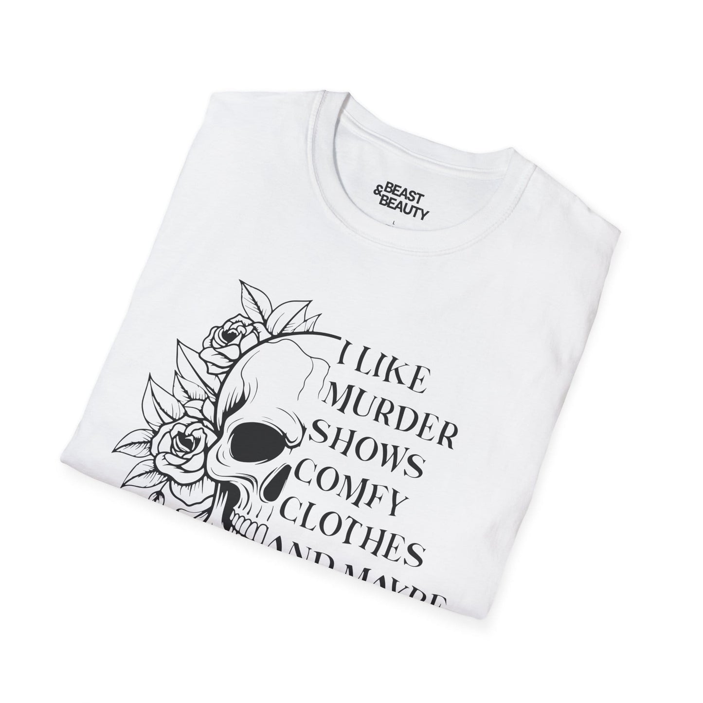 I Like Murder Shows Skull Graphic Halloween T-Shirt gift_idea unique_gift personalised_gift