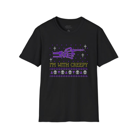 I’m With Creepy Funny Halloween Graphic T-Shirt Black / S gift_idea unique_gift personalised_gift