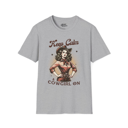 keep calm & cowgirl on t-shirt sport grey t-shirt uk cowgirl gift idea
