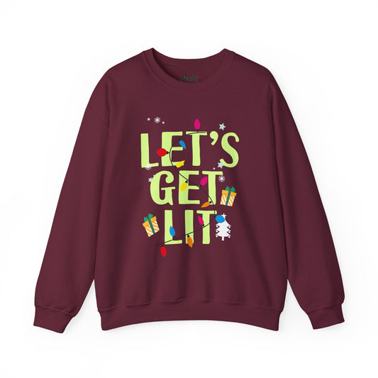 let s get lit funny christmas lights sweatshirt maroon sweatshirt uk Christmas gift idea