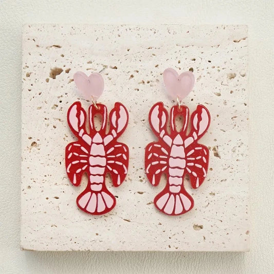 Lobster Heart Earrings – Fun Red Dangle Earrings for Parties UK gift_idea unique_gift personalised_gift
