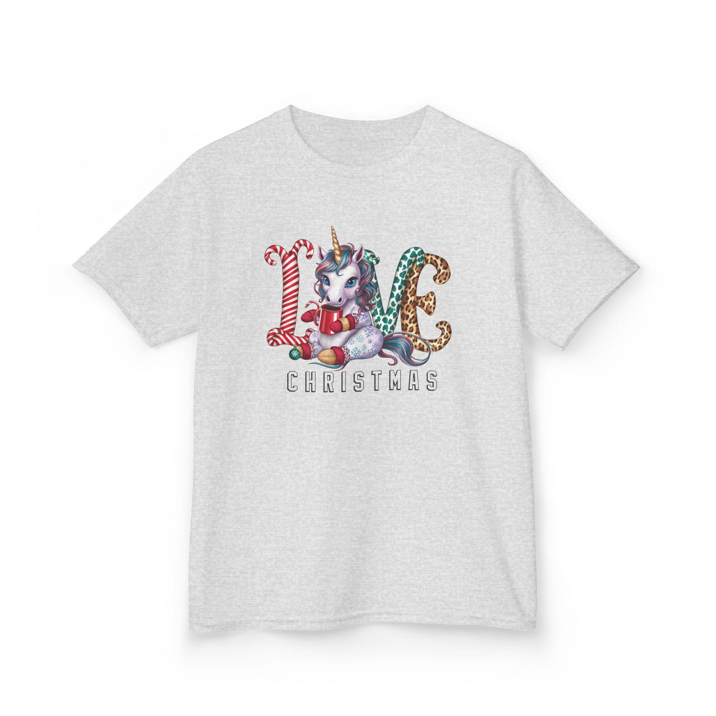 Love Christmas Unicorn Kids T-Shirt Ash / XL gift_idea unique_gift personalised_gift