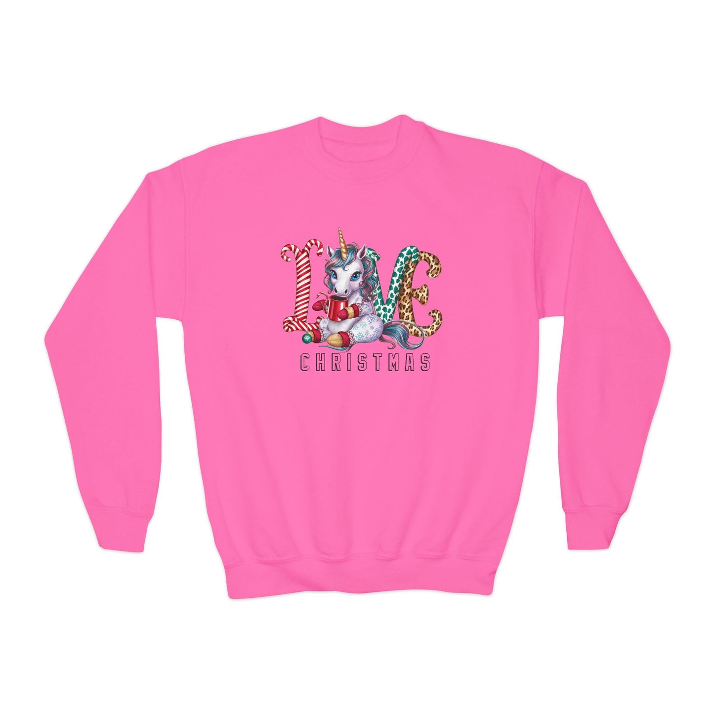 love christmas unicorn youth sweatshirt safety pink sweatshirt uk Christmas gift idea