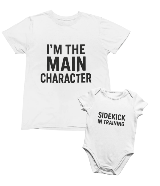 Main Character & Sidekick Matching T-Shirt Gift Set Small / 0-3 months gift_idea unique_gift personalised_gift