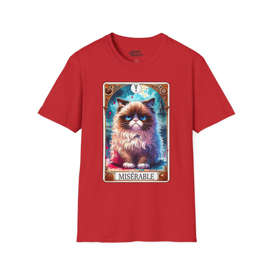 Miserable Grumpy Cat Tarot T-Shirt Red / S gift_idea unique_gift personalised_gift