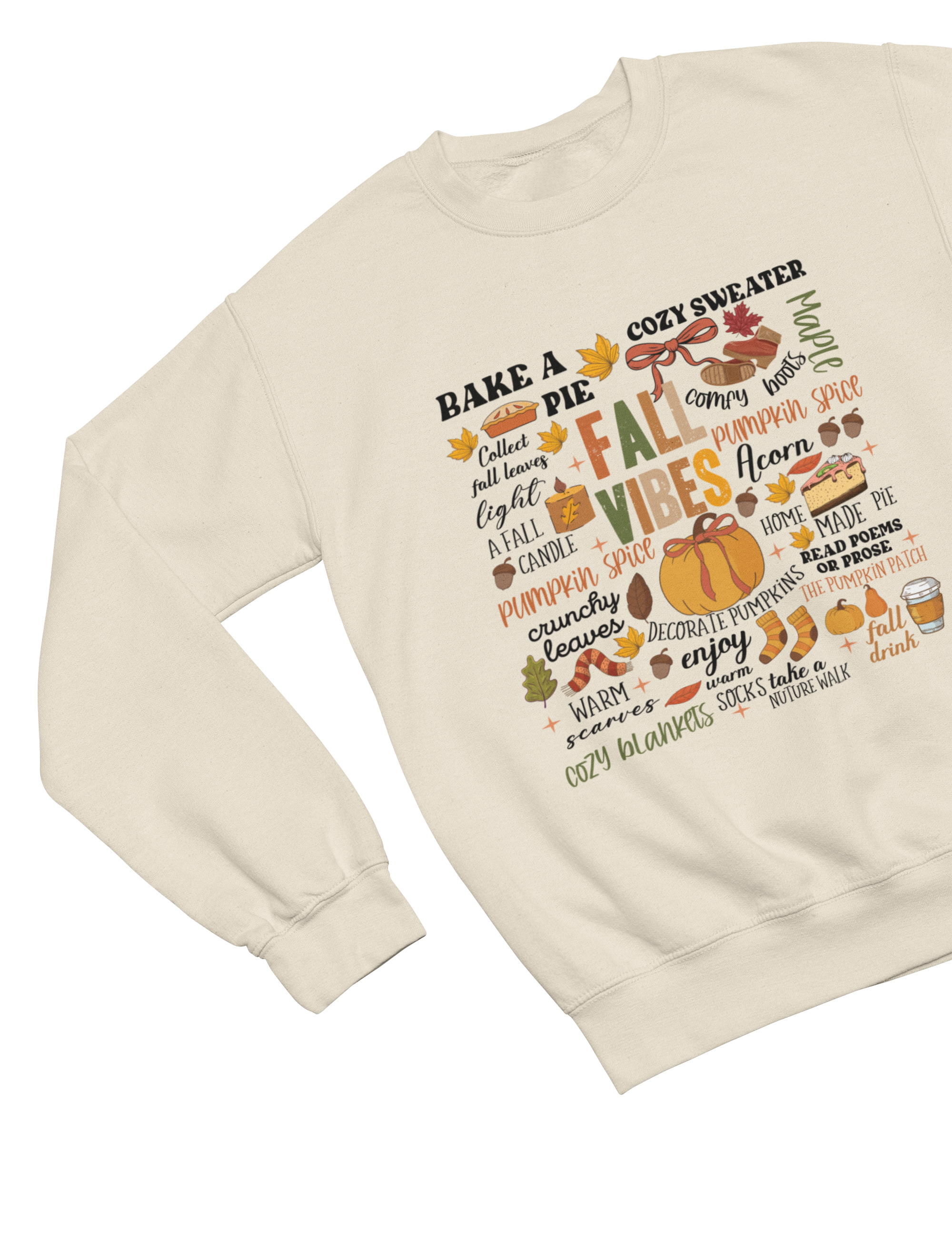 Fall Vibes Sweatshirt | Cozy Autumn Word Art Jumper
