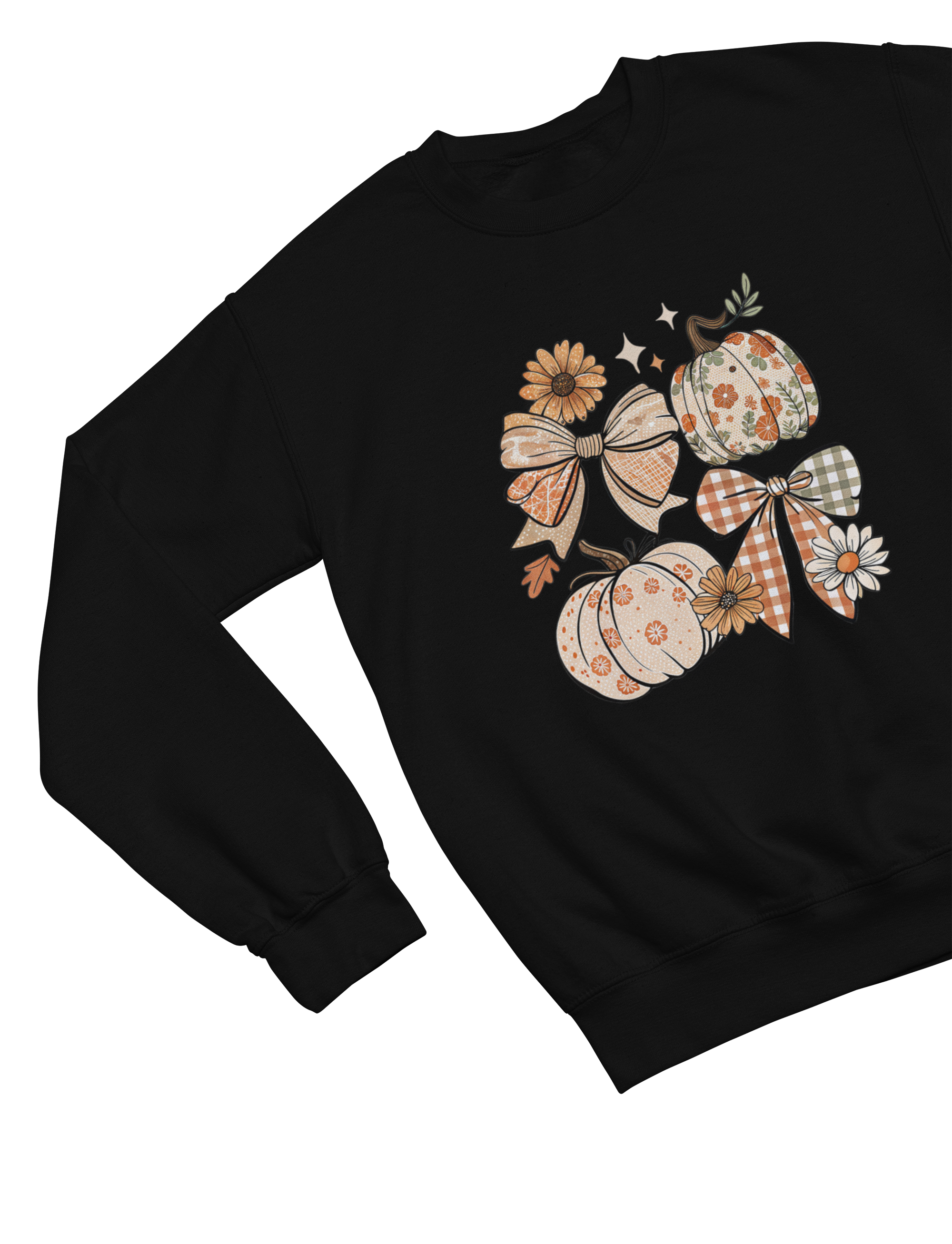 Floral Pumpkin Bow Sweatshirt | Coquette Autumn Cozy Jumper