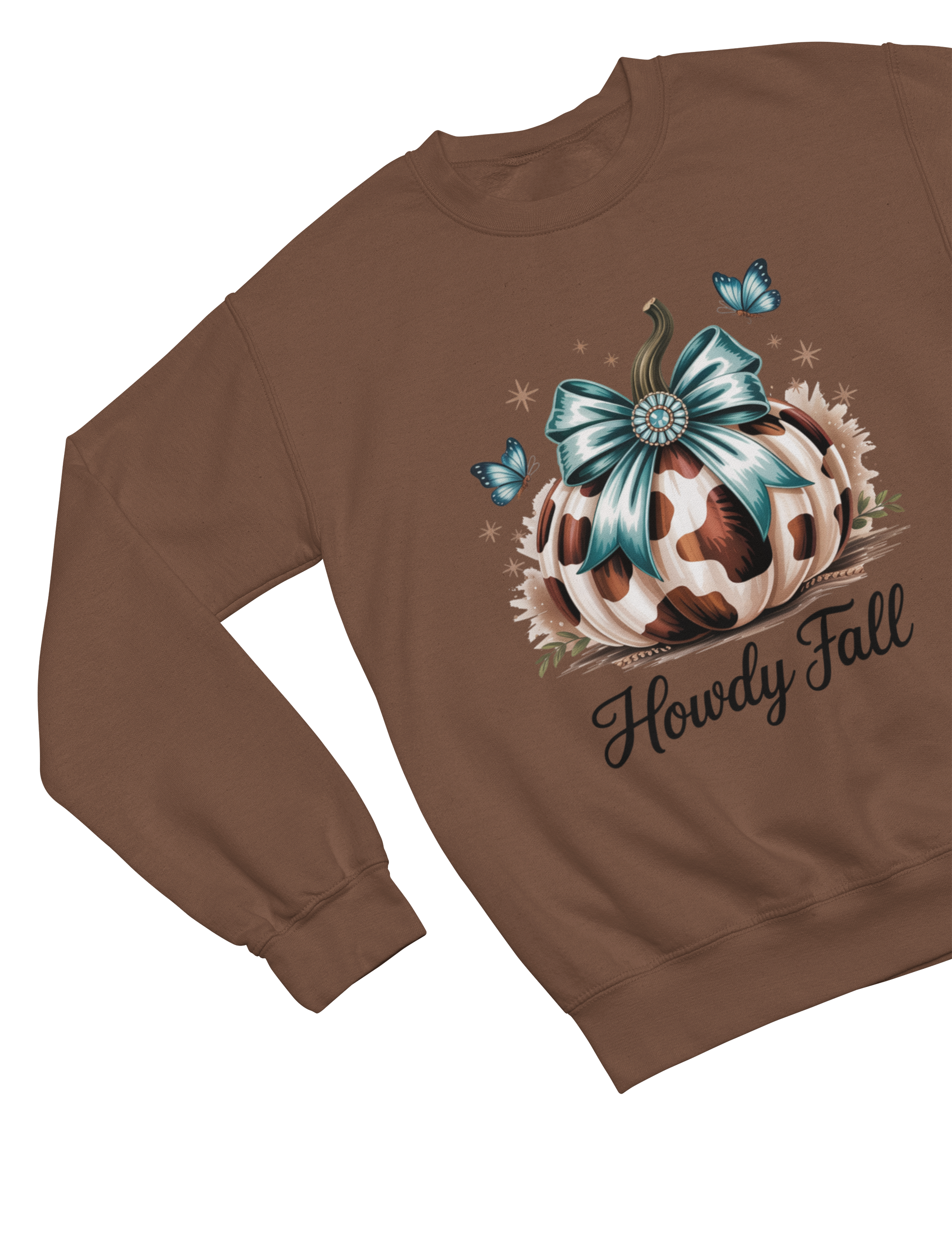 Howdy Fall Sweatshirt | Cow Print Pumpkin Autumn Jumper