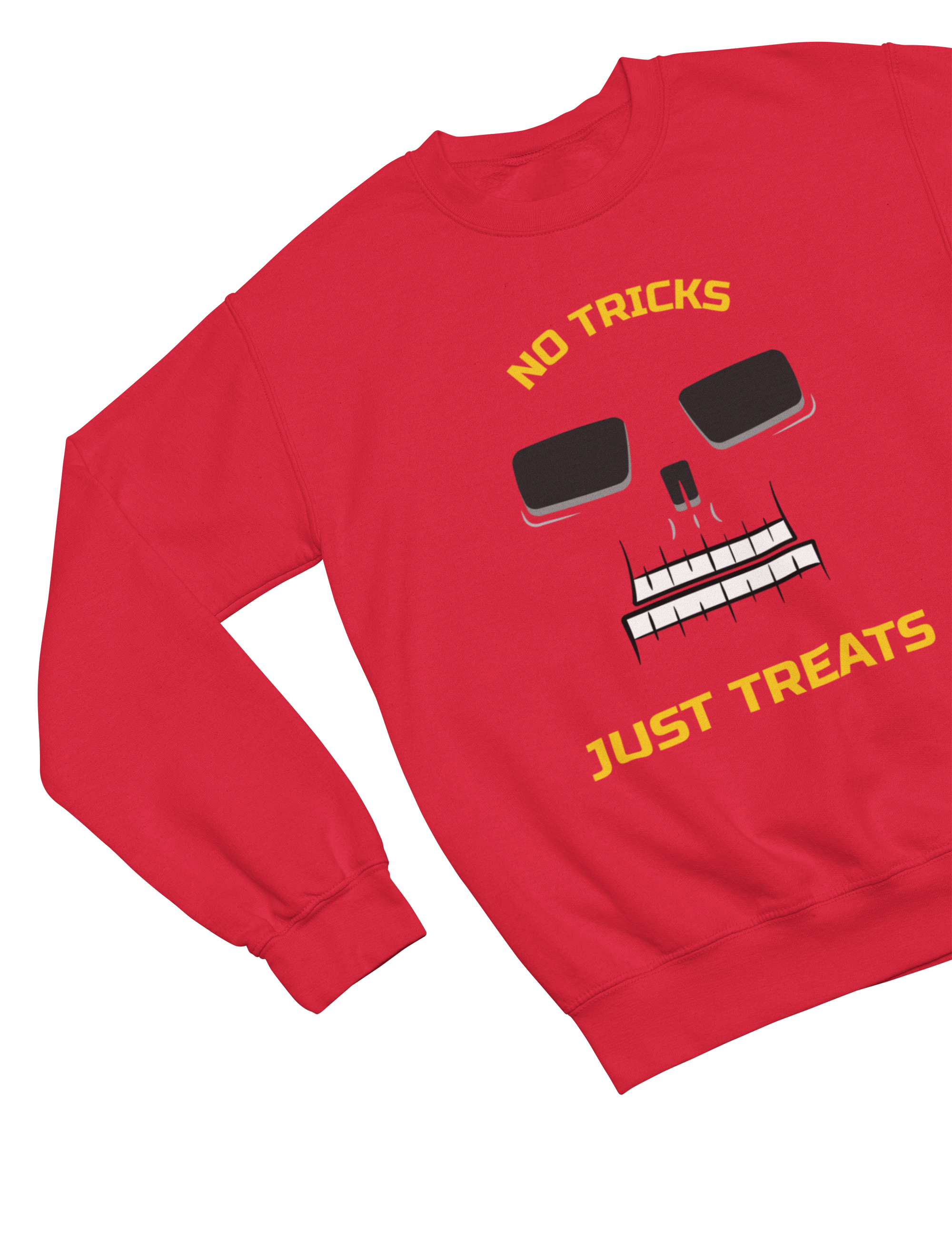 No Tricks Just Treats Halloween Sweatshirt & T-Shirt | Skull Design