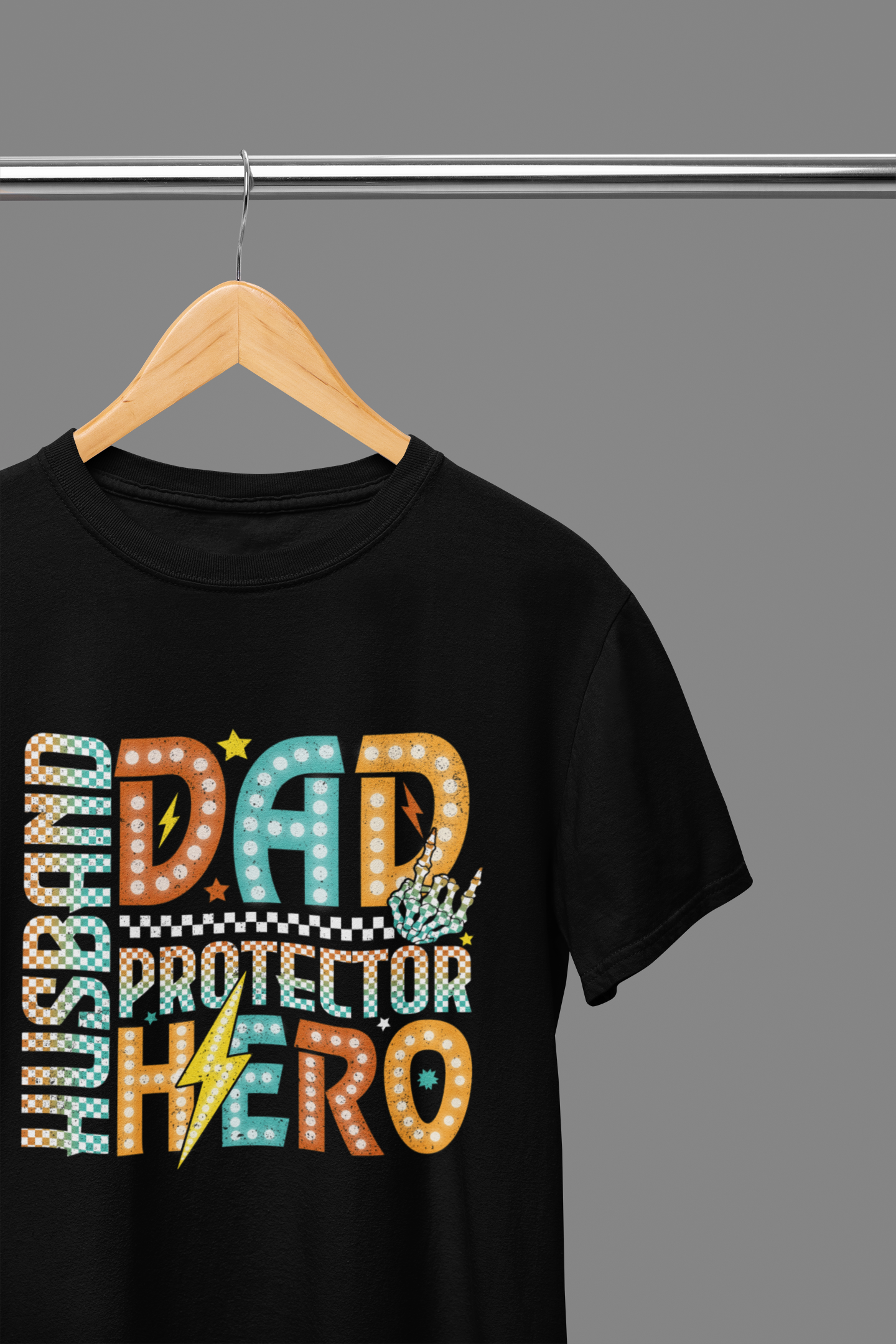 Husband Dad Protector Hero T-Shirt / Sweatshirt – Retro Neon Father’s Day Gift