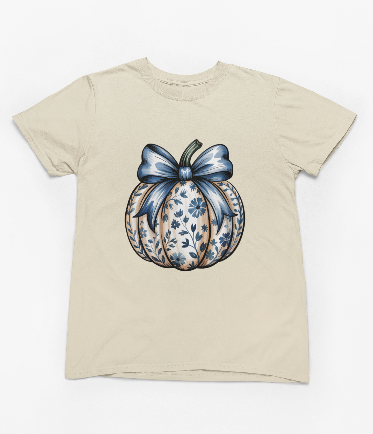 Blue Floral Pumpkin Sweatshirt | Elegant Autumn Coquette Jumper