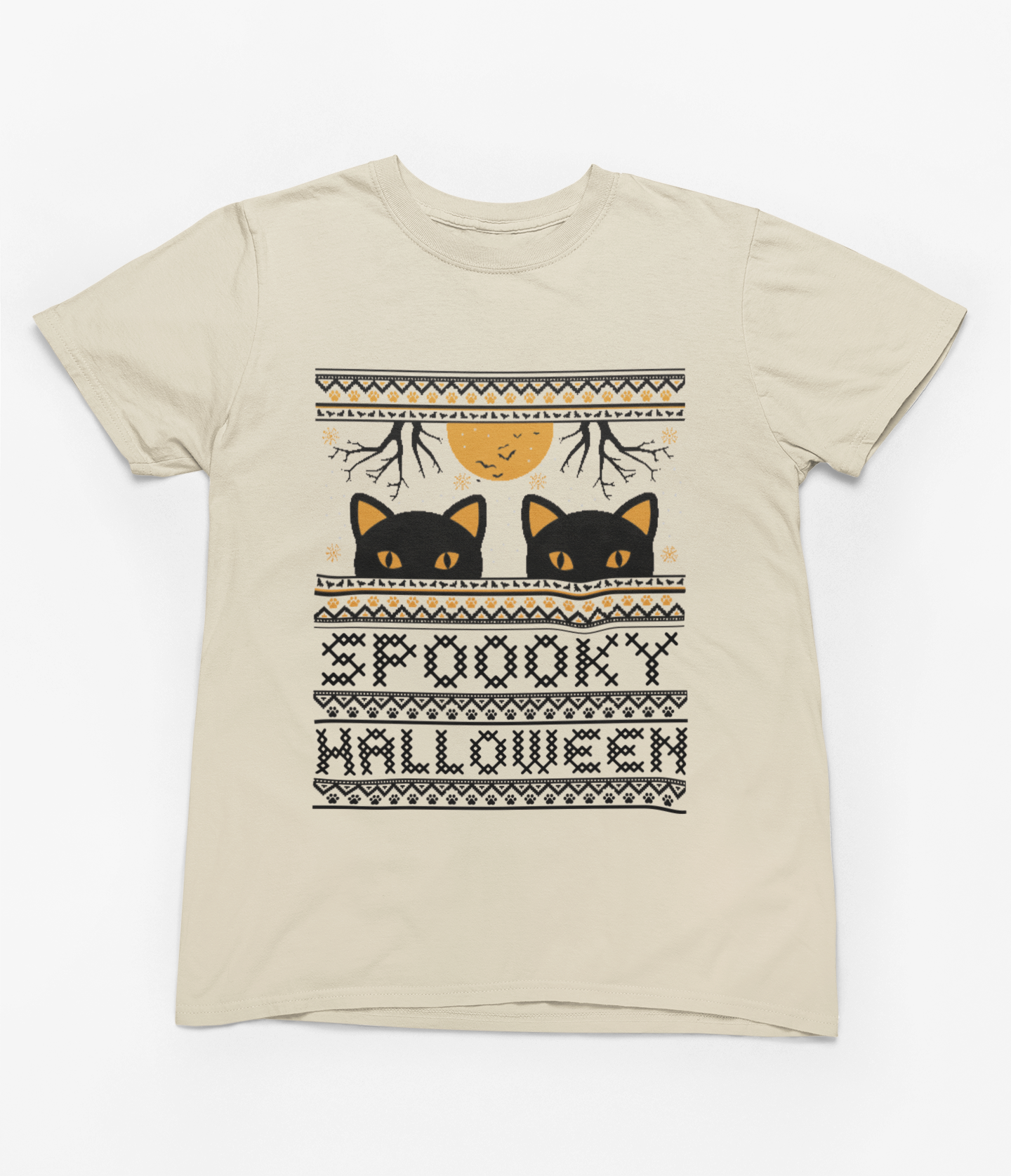 Spooky Halloween Cat Sweatshirt & T-Shirt | Ugly Sweater Style