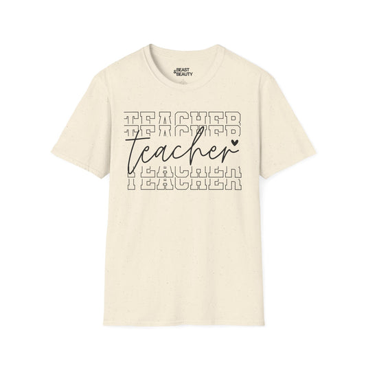Modern Teacher Script Typography T-Shirt Natural / M gift_idea unique_gift personalised_gift