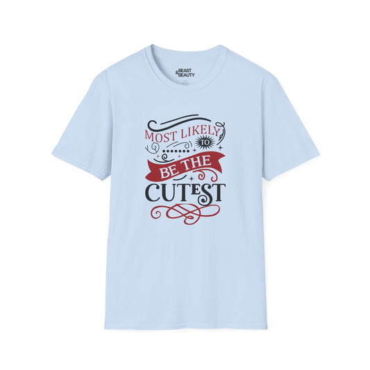 most likely to be the cutest christmas t-shirt light blue t-shirt uk Christmas gift idea