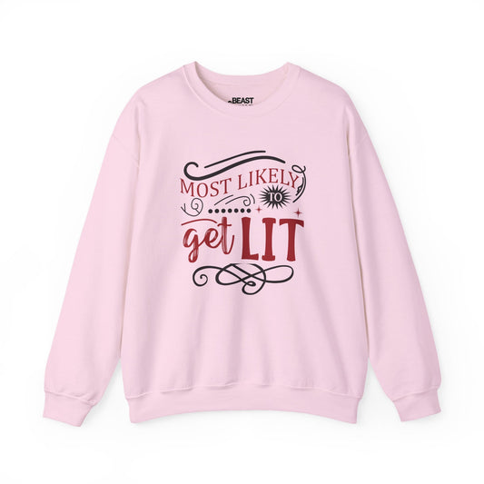 most likely to get lit christmas sweatshirt light pink sweatshirt uk Christmas gift idea