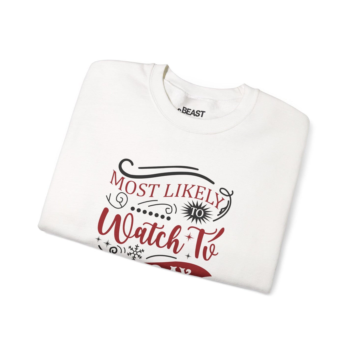 most likely to watch tv all day christmas sweatshirt sweatshirt uk Christmas gift idea image 4
