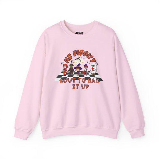 No Diggity Bout To Bag It Up Halloween Sweatshirt Light Pink / S gift_idea unique_gift personalised_gift