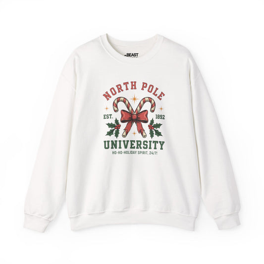 north pole university christmas sweatshirt white sweatshirt uk Christmas gift idea