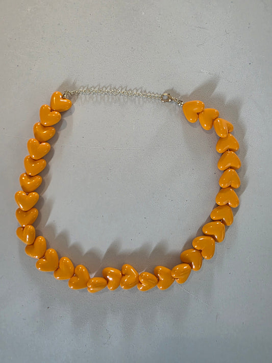 Orange Heart Necklace – Fun Resin Statement Necklace for Women UK gift_idea unique_gift personalised_gift