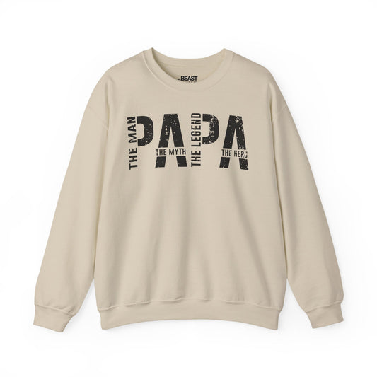 papa the man the myth the legend sweatshirt sand sweatshirt uk Father's Day gift idea